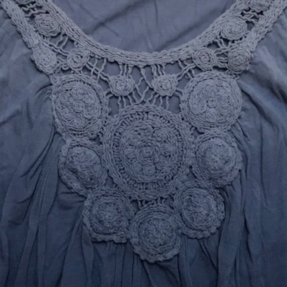 Apt. 9 Ombré Crochet Tunic Top, Boho Dip Dye Long Ombre Stretch Beach Blue Large - Picture 7 of 13